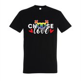 T-shirt Choose love - Zwart T-shirt - Maat S - T-shirt met print - T-shirt heren - T-shirt dames