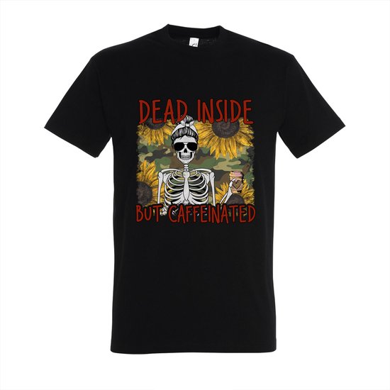 T-shirt Dead inside - Zwart T-shirt - Maat XL - T-shirt met print - T-shirt heren - T-shirt dames