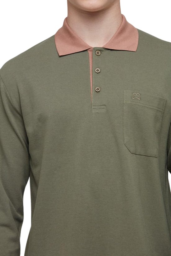 WB Comfy Polo Shirt Long Sleeve Khaki - S