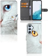 GSM Hoesje Geschikt voor Samsung Galaxy A54 5G Bookcover Case Witte Kat