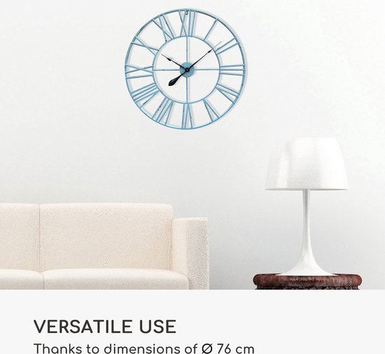 Queensway 80 wandklok metalen frame geruisloos Ø 76 cm