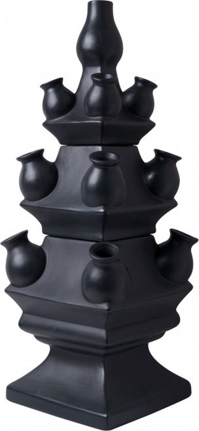 Heinen Delfts Blauw - Tulpenvaas - Zwart - 3-delig - Keramiek - Collectie KLEI - 40cm
