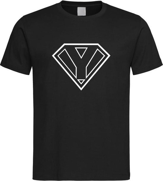 Zwart t-Shirt met letter Y “ Superman “ Logo print Wit Size XXXXL