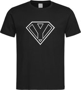 Zwart t-Shirt met letter Y “ Superman “ Logo print Wit Size XXL