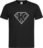 Zwart t-Shirt met letter K “ Superman “ Logo print Wit Size S