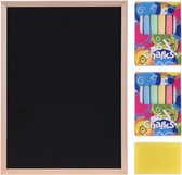 Tableau/tableau noir avec craies de couleur et éponge - 29 x 21 cm