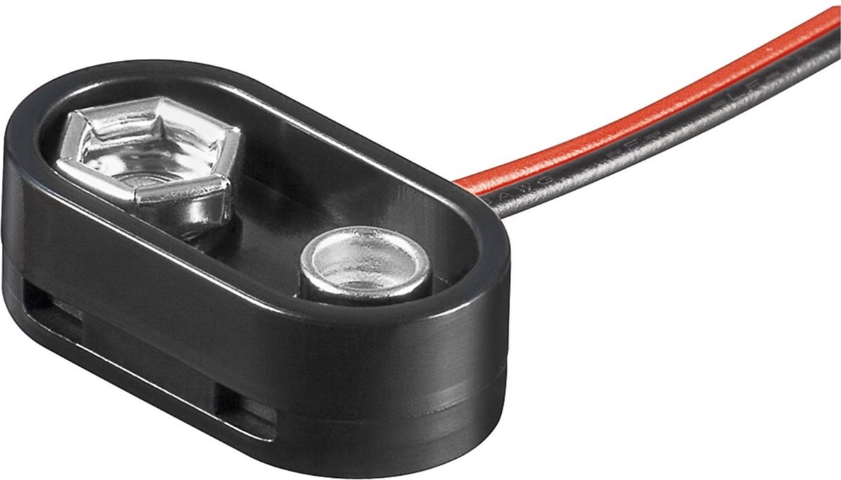 Batterijhouder voor 1 9V/E-batterij - waterafstotend - kabel met open einde - versie 3