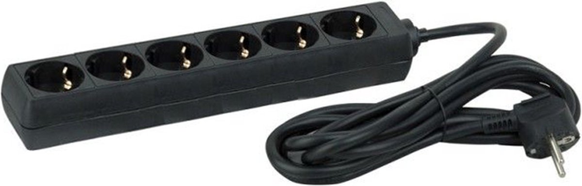 Stekkerdoos zesvoudig - Tafelcontactdoos - 1,5m - Zwart