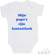 Soft Touch Romper "Mijn papa's zijn fantastisch" Jongens Katoen Wit/blauw Maat 56/62