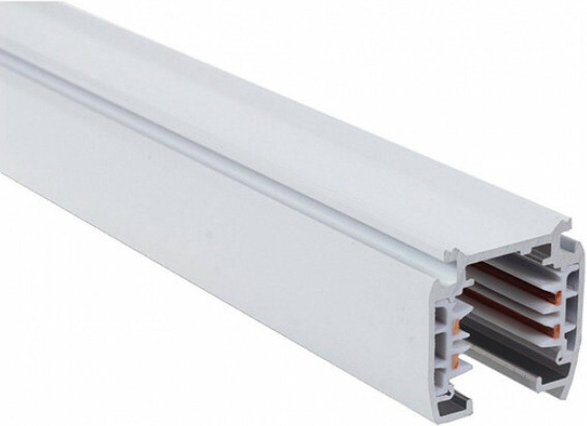 Spanningsrail - 3 Fase - Opbouw - Aluminium - Glans Wit - 1m