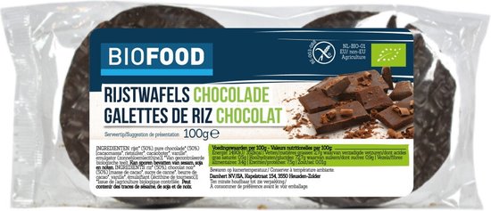 Damhert Biofood Rijstwafel Chocolade BIO - 3 x 100 gr - Voordeelverpakking