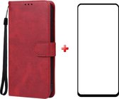 Motorola Moto G13 / G23 / G53 rood agenda book case hoesje + full glas screenprotector
