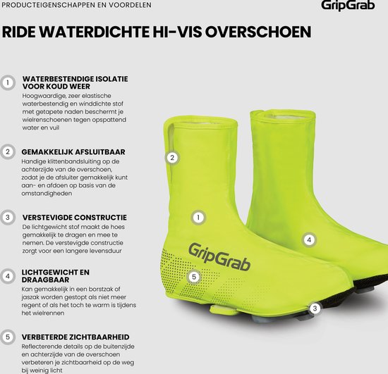 GripGrab - Ride Waterproof Hi-Vis Wielren Regen Overschoenen - Geel Hi-Vis - Unisex - Maat XXXL