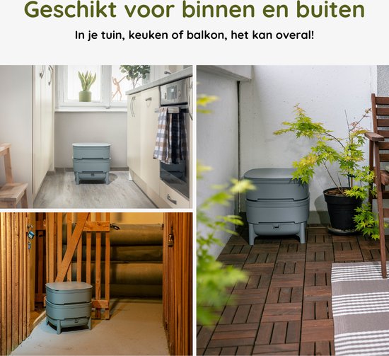 Wormenhotel 30L - 100% Gerecycled kunststof - Wormenbak - Wormentoren - Compostbak