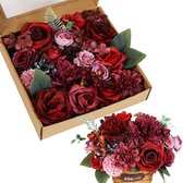 Fleurs Fleurs artificielles - Fleurs - Roses - Plantes artificielles pour l'intérieur - bricolage - DIY - Fausses fleurs - Mariage - Cadeau - Cadeau - Anniversaire - Fête des Mères - Rouge