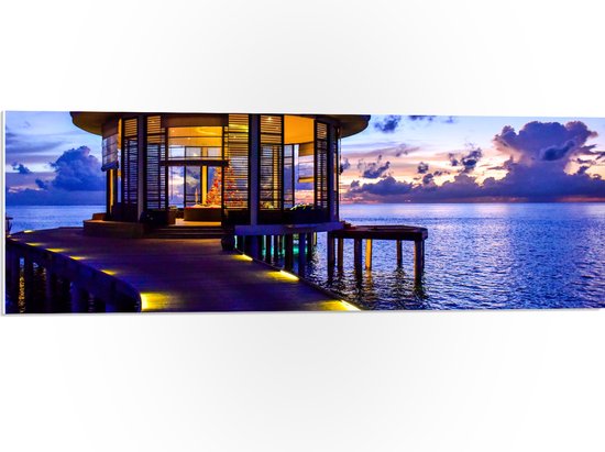 PVC Schuimplaat- Resort - op het Water in de Malediven - 90x30 cm Foto op PVC Schuimplaat