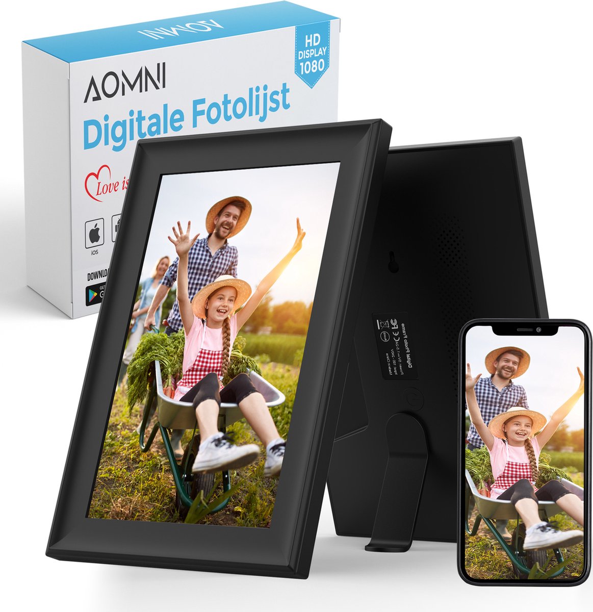 Aomni Digitale Fotolijst met WiFi en Frameo App - 10.1 inch Fotolijstje -  Fotokader... | bol.com