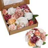 Kunstbloemen - Bloemen - Rozen - Kunstplanten voor binnen - doe-het-zelf - DIY - Nepbloemen - Bruiloft - Cadeau - Geschenk - Verjaardag - Moederdag - Roze