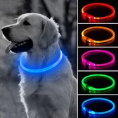 Led Halsband Hond Usb Oplaadbaar 20-70 CM - Blauw - Led Honden Halsband - Extra Small tm Extra Large - Universeel - Honden lampje - Honden Licht - Honden Veiligheid - Lichtgevende Halsband Hond
