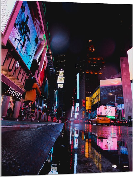 Acrylglas - Plein Times Square in Nacht - 75x100 cm Foto op Acrylglas (Wanddecoratie op Acrylaat)