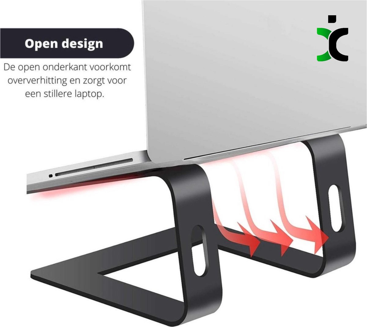 Laptopstandaard universeel 10-17 inch, aluminium, ergonomisch, antislip, kabelbeheer, ventilatie, zilver - Afbeelding 5