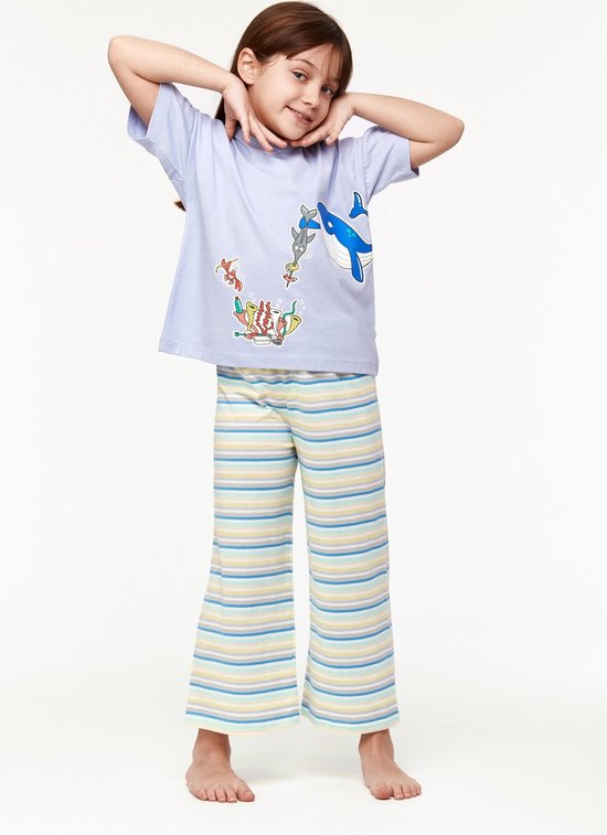 Woody pyjama meisjes/dames - lavendel - walvis - 231-1-BSK-S/306 - maat 176