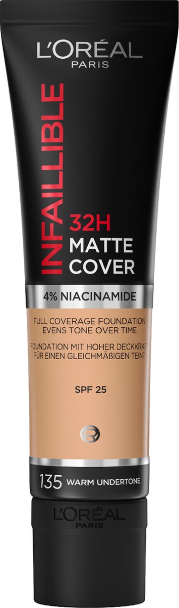 Bol.com L’Oréal Paris Infaillible 32H Matte Cover Foundation - 135 - Foundation met een volledige dekking en een matte finish - ... aanbieding