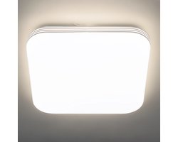 ADIS - LED Plafondlamp met Bewegingssensor- 28W - Daglicht Wit 4200K - 360° Zichthoek - Opbouw - Vierkant - Wit/chrome - IP44