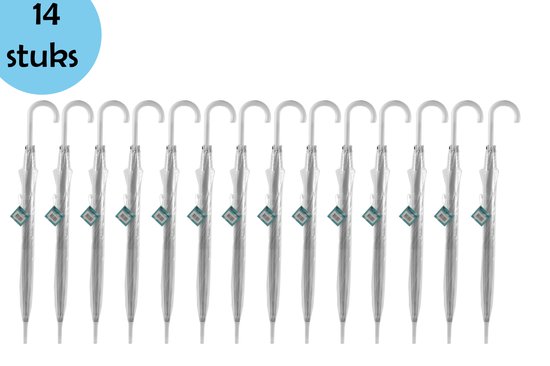 14 stuks Paraplu transparant plastic paraplu's 100 cm - doorzichtige paraplu - trouwparaplu - bruidsparaplu - stijlvol - bruiloft - trouwen - fashionable - trouwparaplu