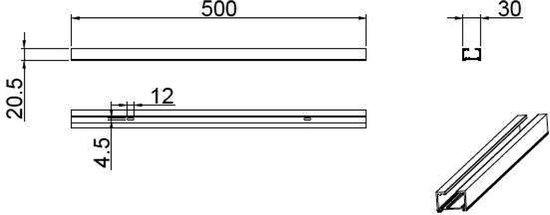 Rail - DUOLINE - 2 Phases - Opbouw - Aluminium - Blanc Wit - 0.5m