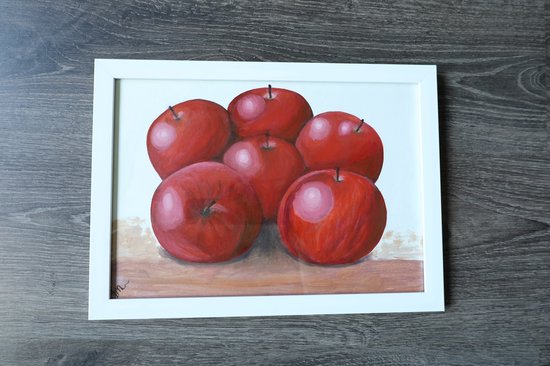 Schilderij rode appels - olieverf - maat A4
