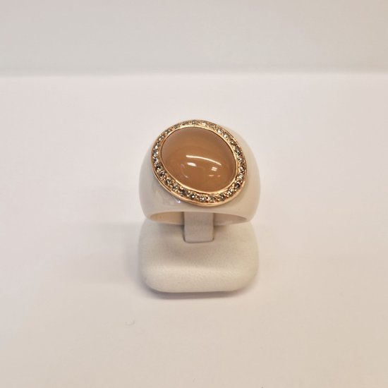 Orotech ring - keramiek - diamant - maansteen - AK 3/217 - sale Juwelier Verlinden St. Hubert - van €1425,= voor €1099,=