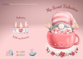 Gnomies - Saint Valentin - 4 Cartes de vœux Gnome - gnome - amour - romantique - tons doux - original - unique - remise sur volume - fait main - création eigen - avec enveloppe