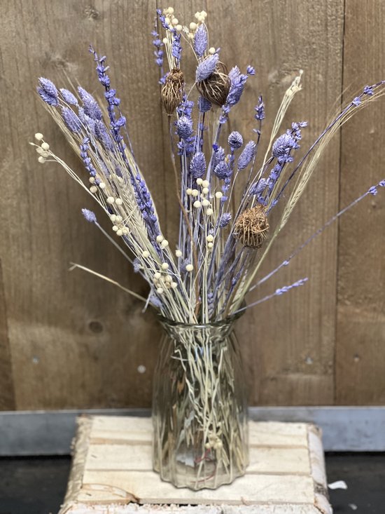 Foto: Droogbloemenboeket boeket 50 cm droogbloemen verschillende voorjaars kleuren verschillende combinaties kado te geven gezellig op tafel of kast 