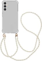 iMoshion Hoesje Geschikt voor Samsung Galaxy A34 (5G) Hoesje Met Koord - iMoshion Backcover met koord + armband - Parels - Transparant