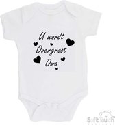 100% katoenen Romper "U wordt overgroot oma" Unisex Katoen Wit/zwart Maat 62/68 Zwangerschap aankondigen - Bekendmaking zwangerschap - Zwangerschapsaankondiging