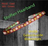 Clayre & Eef - Haarband Hoofdband Ouchless - 1 cm - Kleine Bloemetjes - Elastische rekband - Rood Geel Wit Groen - Kinderen Tieners Volwassenen (kl.hfd) - Casual - 1 set à 2 stuks