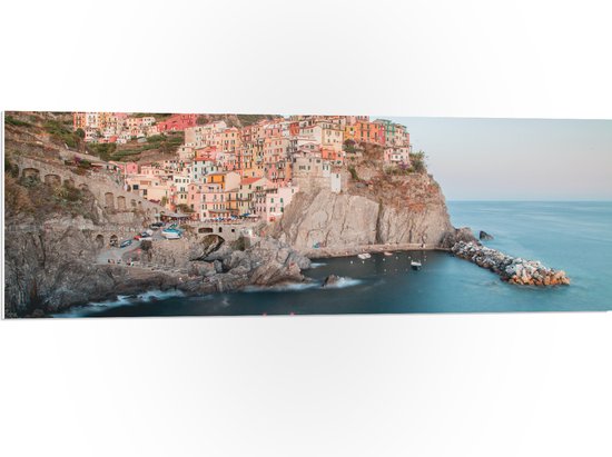 PVC Schuimplaat - Huisjes aan de Kust in Cinque Terre, Italië - 120x40 cm Foto op PVC Schuimplaat (Met Ophangsysteem)
