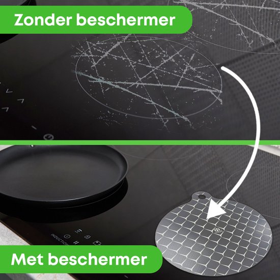 QuaLife Inductie beschermer set 6X - met gratis inductieschraper - afdekplaat kookplaat - panbeschermers - inductie mat- onderzetters pan - inductie plaatjes - 6 stuks matjes - gratis ophanghaak en inductieschraper!