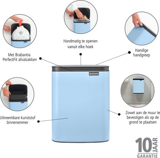 Brabantia Bo Hi Afvalemmer 7 liter Wit | Prijzen Vergelijken