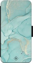 Casimoda® bookcase - Geschikt voor iPhone 14 Pro Max - Hoesje met pasjeshouder - Marmer mint groen - Mint - Kunstleer