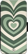 Casimoda® bookcase - Geschikt voor iPhone 14 Pro Max - Hoesje met pasjeshouder - Hart Swirl Groen - Groen - Kunstleer