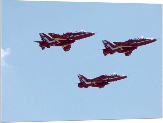 WallClassics - Acrylglas - Rode Vliegtuigen in de Lucht - 100x75 cm Foto op Acrylglas (Met Ophangsysteem)