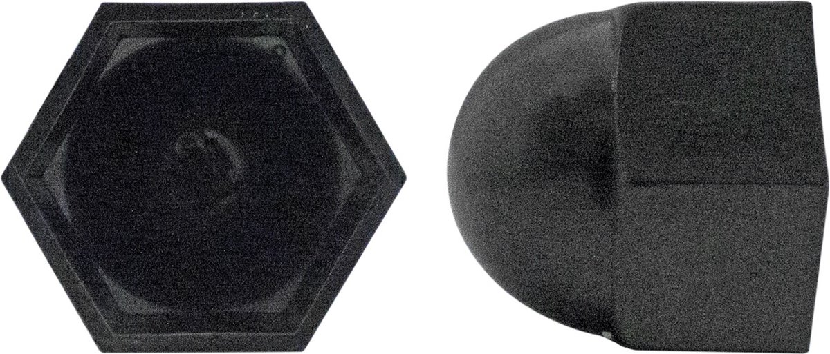 10x M8 zeskantmoer stofkap 13x15 mm, zwart - kunststof schroefbeschermdoppen voor zeskantbouten en moeren