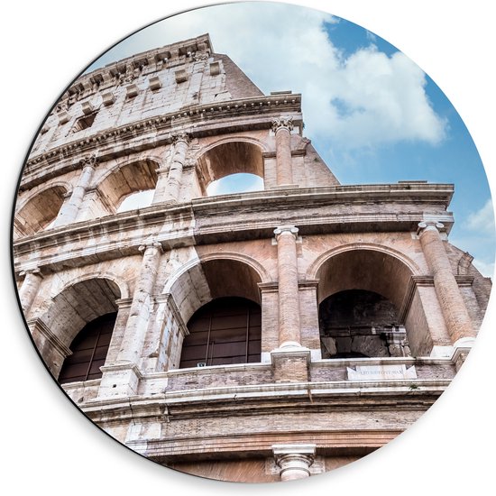 Dibond Muurcirkel - Deel van Bekend Colosseum in Rome - 30x30 cm Foto op Aluminium Muurcirkel (met ophangsysteem)