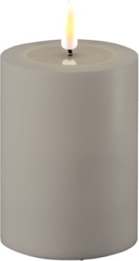 Bougie pilier LED DeLuxe - Grijs - EXTÉRIEUR - D7,5 x 10 - comme une vraie bougie