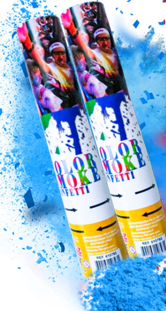 Gender Reveal rookkanon geslacht verkondiging confetti shooter 2 blauwe