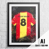 Go Ahead Eagles Poster Voetbal Shirt A1+ Formaat 61 x 91.5 cm (gepersonaliseerd met eigen naam en nummer)