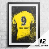Vitesse Poster Voetbal Shirt A2+ Formaat 43,2 x 61 cm (Posters gepersonaliseerd met eigen naam en nummer) - Voetbal Cadeau