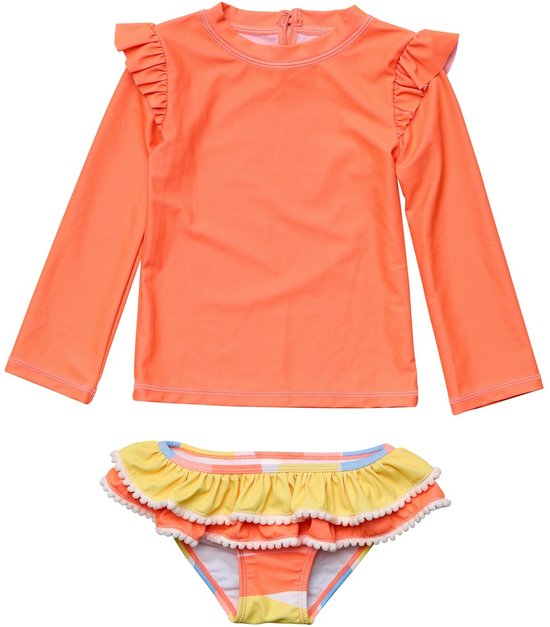 Snapper Rock - UV Zwemset voor baby's en kinderen - Lange mouw - Good Vibe - Oranje - maat 12-18 (76-83cm)